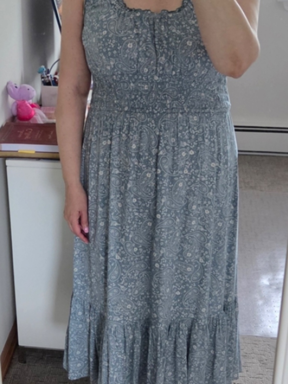 Patrons of Peace Light Blue Floral Midi Dress (size XL)